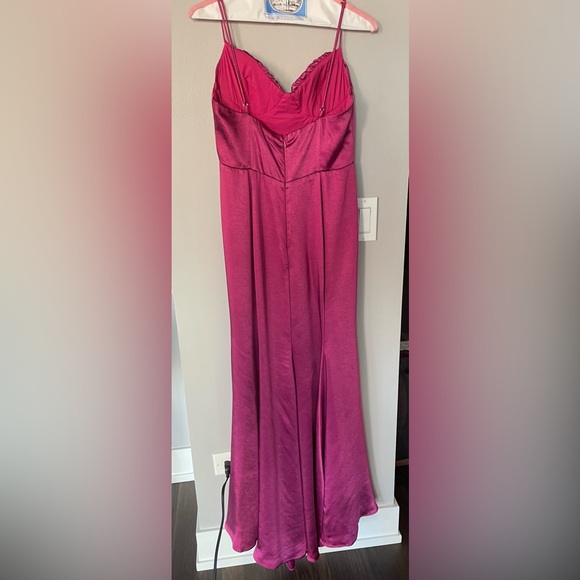 Selfie Leslie Bronte High Split Gathered Bust Maxi Dress Magenta - Picture 11 of 11